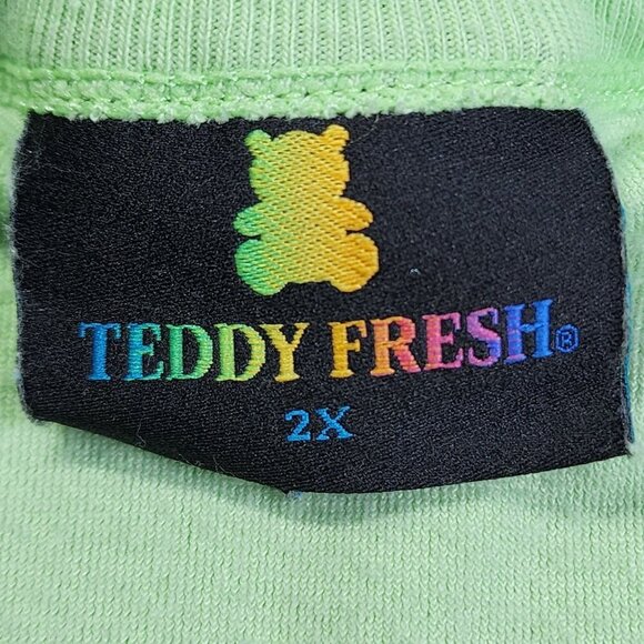 Teddy Fresh Green Velour Short Sleeve Shirt W/ Black Accents 2X - Picture 4 of 9